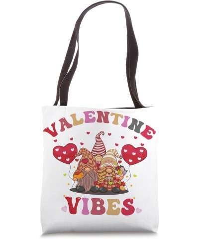 Groovy Valentine Vibes Valentines Day love Gnome Hearts Wavy Tote Bag $10.78 Totes