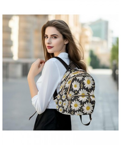 Gold Music Notes Daisy Women Backpack Purse Ladies Fashion Shoulder Bag Daypack Travel Bag 7.5L Small $15.50 Backpacks