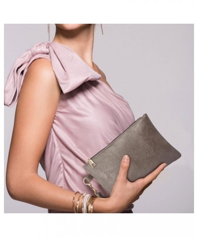 Wristlet Clutch Purses for Women Leather Wallet Purses Small Purse Wristlet Wallet for Women Ladies Gifts Gray $7.94 Wristlets