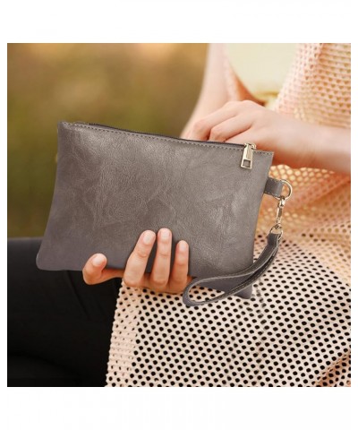 Wristlet Clutch Purses for Women Leather Wallet Purses Small Purse Wristlet Wallet for Women Ladies Gifts Gray $7.94 Wristlets