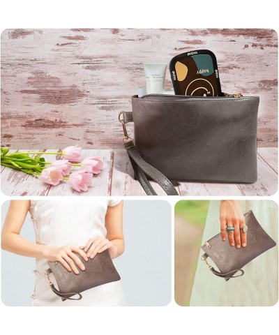 Wristlet Clutch Purses for Women Leather Wallet Purses Small Purse Wristlet Wallet for Women Ladies Gifts Gray $7.94 Wristlets