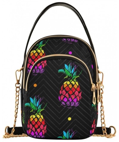 Rainbow Pineapples Crossbody Bag for Women Cell Phone Purse Wallet with Removable Chain Shoulder Handbag for Passport Phone T...