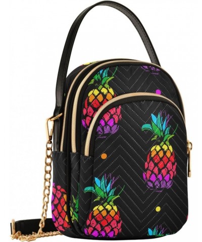 Rainbow Pineapples Crossbody Bag for Women Cell Phone Purse Wallet with Removable Chain Shoulder Handbag for Passport Phone T...