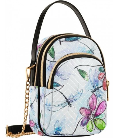 Crossbody Bag for Women, Dragonfly Tropical Flower Phone Purse Detachable Chain Bag Shoulder Handbag Wallet $11.04 Crossbody ...