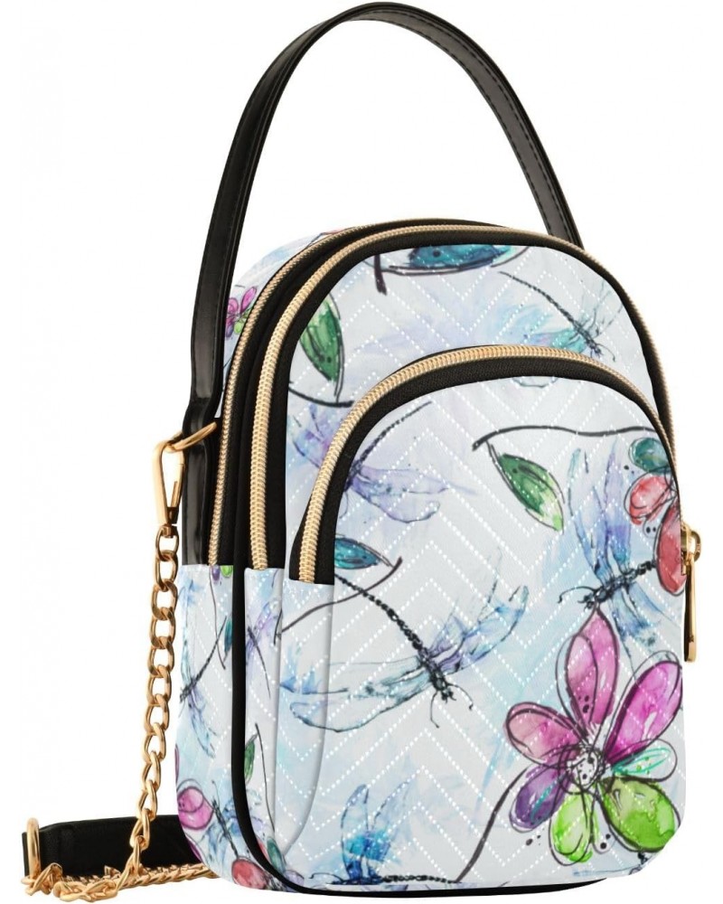 Crossbody Bag for Women, Dragonfly Tropical Flower Phone Purse Detachable Chain Bag Shoulder Handbag Wallet $11.04 Crossbody ...