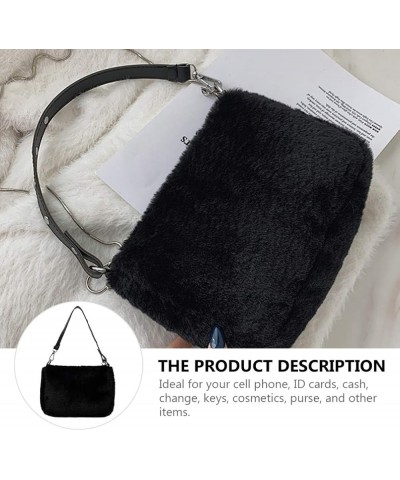 Hobo Bag Faux Fur Shoulder Bag Top Handle Satchel Tote Handbag Plush Purse for Women Black $10.47 Backpacks