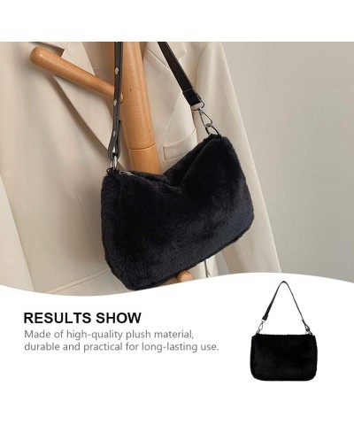 Hobo Bag Faux Fur Shoulder Bag Top Handle Satchel Tote Handbag Plush Purse for Women Black $10.47 Backpacks