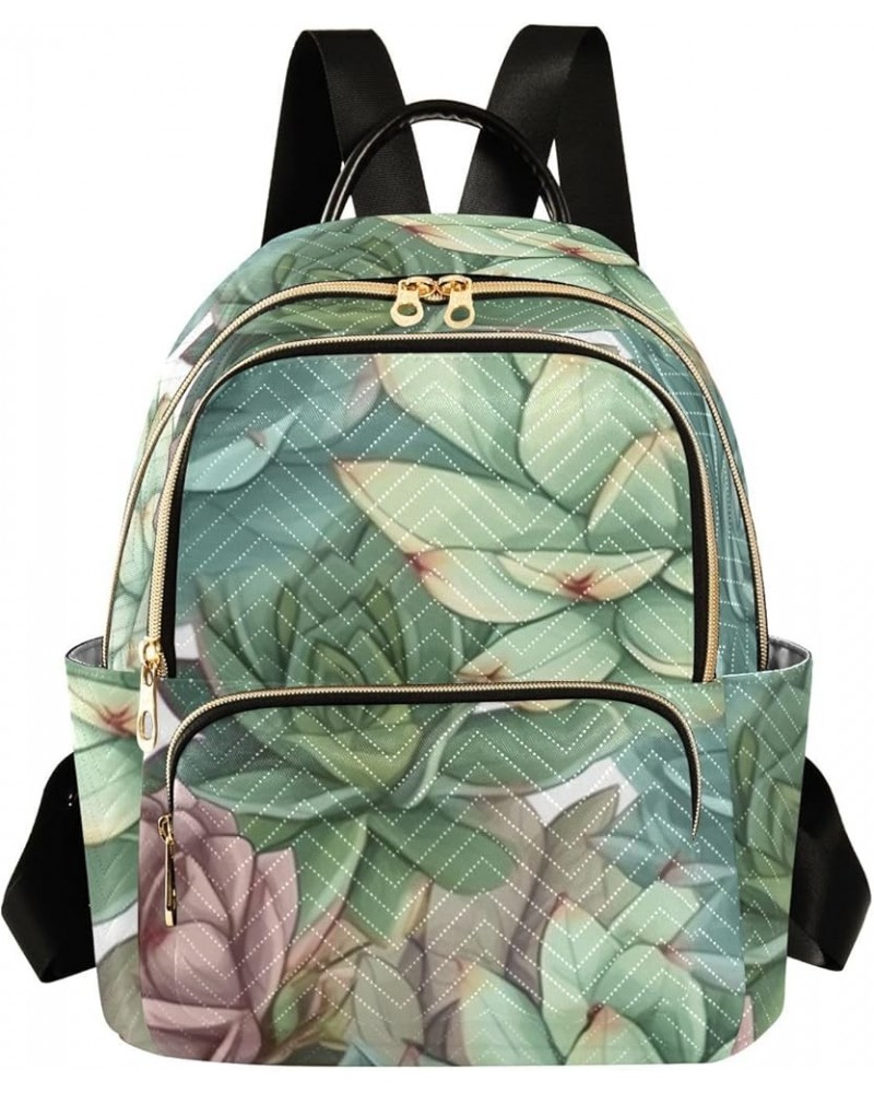 Women's Medium Fashion Backpack Bunch Succulents Print Ladies Travel Daypack Aesthetic Shoulder Bag 10.2×5.1×12.5 IN $15.12 B...