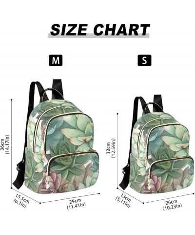 Women's Medium Fashion Backpack Bunch Succulents Print Ladies Travel Daypack Aesthetic Shoulder Bag 10.2×5.1×12.5 IN $15.12 B...