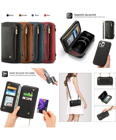 Multifunction Clutch Bag Case for iPhone 12 Mini,Large Capacity Leather Wallet Crossbody Case,Zipper Pocket Card Slot Case wi...