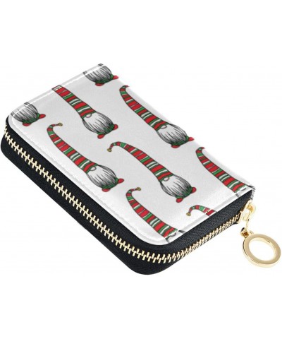 Christmas Gnomes in Striped Small Wallet Card Holder for Women Riskfree RFID Wallet Leather Zipper Credit Card Slots $11.19 W...