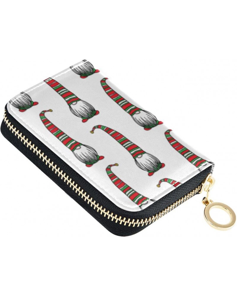 Christmas Gnomes in Striped Small Wallet Card Holder for Women Riskfree RFID Wallet Leather Zipper Credit Card Slots $11.19 W...