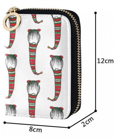 Christmas Gnomes in Striped Small Wallet Card Holder for Women Riskfree RFID Wallet Leather Zipper Credit Card Slots $11.19 W...