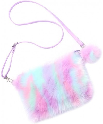 3 Pcs Plush Shoulder Bag Fluffy Cellphone Crossbody Purse for Women Tie Colorful Bag Faux Fur Bag Plush One Shoulder Rainbow ...