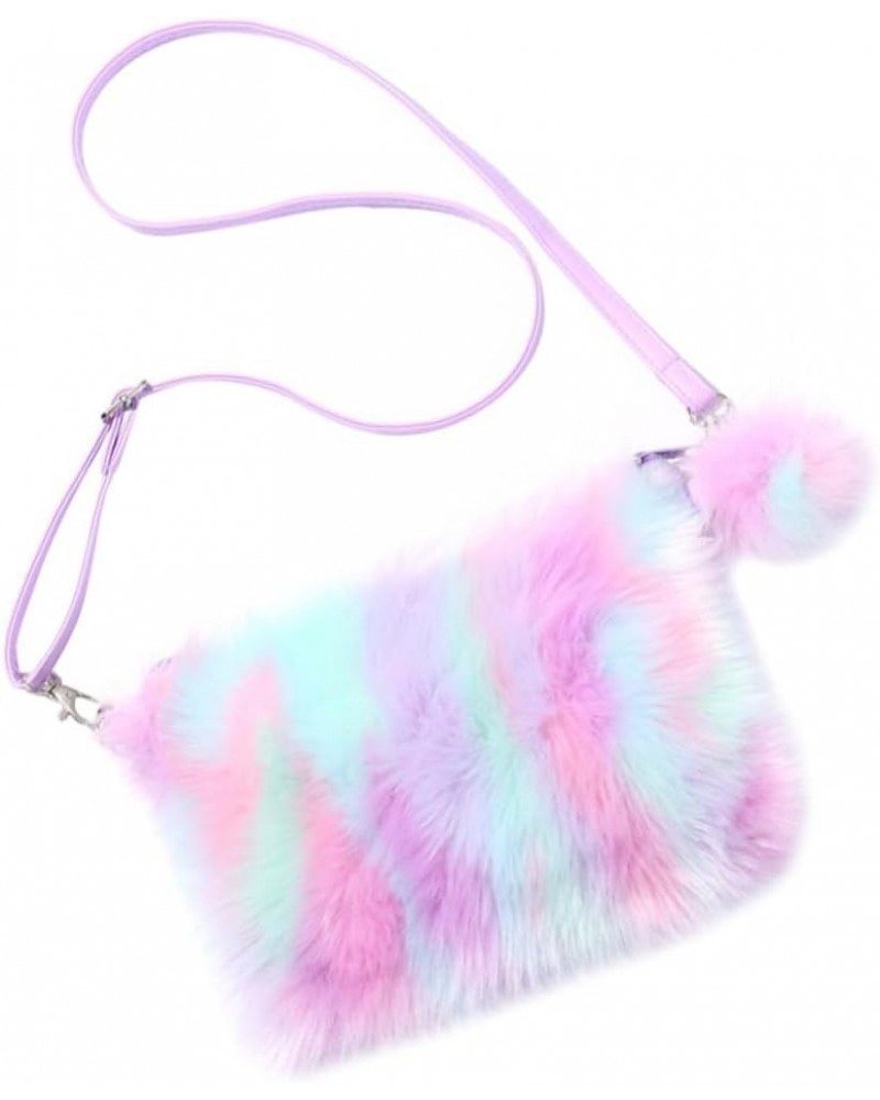 3 Pcs Plush Shoulder Bag Fluffy Cellphone Crossbody Purse for Women Tie Colorful Bag Faux Fur Bag Plush One Shoulder Rainbow ...