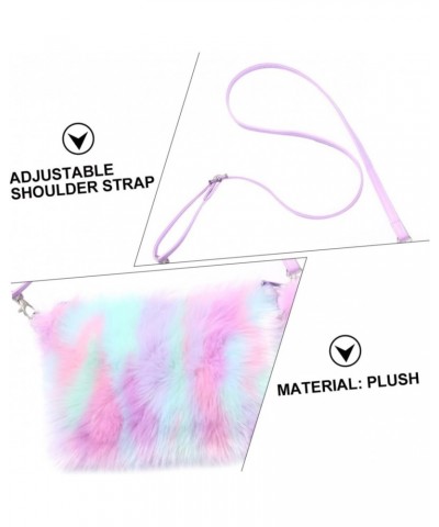 3 Pcs Plush Shoulder Bag Fluffy Cellphone Crossbody Purse for Women Tie Colorful Bag Faux Fur Bag Plush One Shoulder Rainbow ...