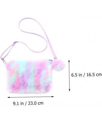 3 Pcs Plush Shoulder Bag Fluffy Cellphone Crossbody Purse for Women Tie Colorful Bag Faux Fur Bag Plush One Shoulder Rainbow ...