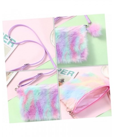 3 Pcs Plush Shoulder Bag Fluffy Cellphone Crossbody Purse for Women Tie Colorful Bag Faux Fur Bag Plush One Shoulder Rainbow ...