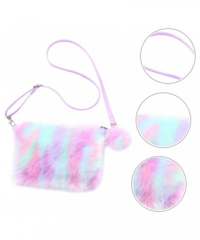 3 Pcs Plush Shoulder Bag Fluffy Cellphone Crossbody Purse for Women Tie Colorful Bag Faux Fur Bag Plush One Shoulder Rainbow ...