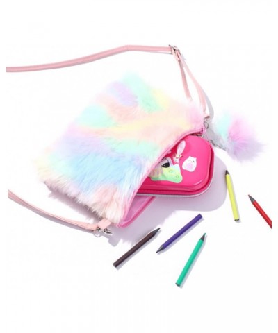 3 Pcs Plush Shoulder Bag Fluffy Cellphone Crossbody Purse for Women Tie Colorful Bag Faux Fur Bag Plush One Shoulder Rainbow ...