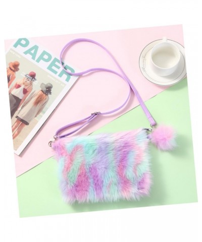 3 Pcs Plush Shoulder Bag Fluffy Cellphone Crossbody Purse for Women Tie Colorful Bag Faux Fur Bag Plush One Shoulder Rainbow ...