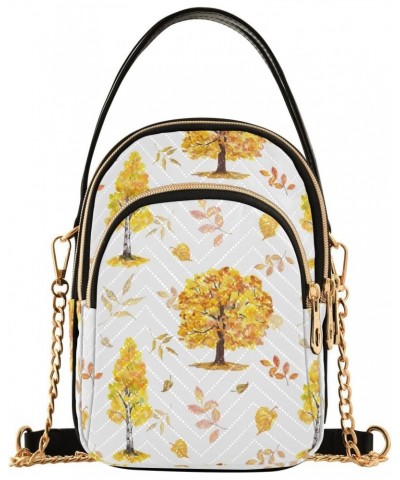 Fall Trees Leaves Thanksgiving Crossbody Bags for Women Travel Crossbody Bags Cell Phone Wallet Bags with Chain Strap for Car...