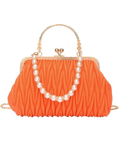 Womens Clutch Purse Pearl Evening Bag Envelope Evening Bridal Wedding Party Club Purses Crossbody Handbags Orange $32.32 Even...