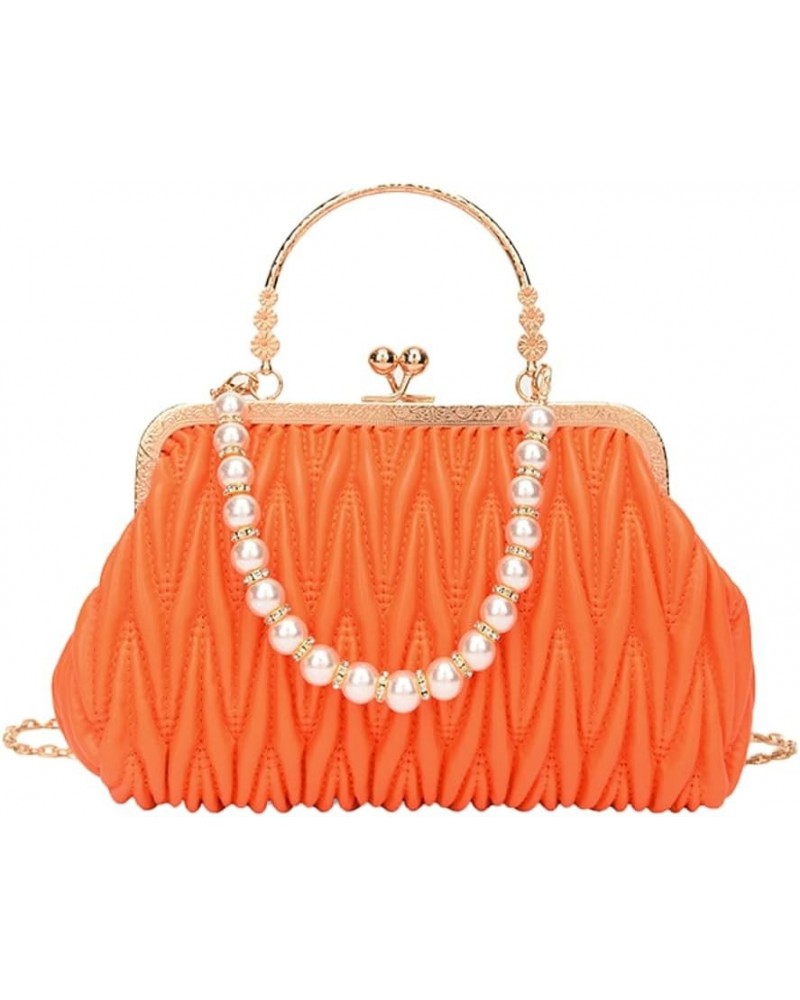 Womens Clutch Purse Pearl Evening Bag Envelope Evening Bridal Wedding Party Club Purses Crossbody Handbags Orange $32.32 Even...