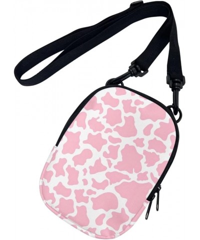 Small Crossbody Bag for Women Men Shoulder Bag with Adjustable Strap,Mini Messenger Bag for School Work Travel Pink Cow Print...