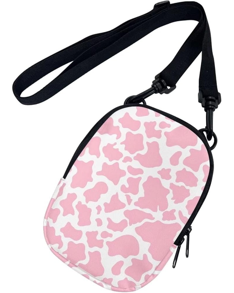 Small Crossbody Bag for Women Men Shoulder Bag with Adjustable Strap,Mini Messenger Bag for School Work Travel Pink Cow Print...