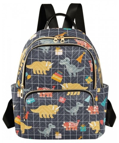 Backpack Purse for Women Cute Dinosaurs Plaid, Mini Fashion Backpack Cartoon Lightweight Casual Daypack Shoulder Bag Travel B...