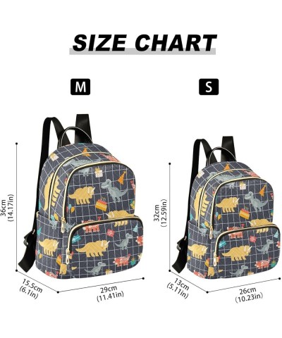 Backpack Purse for Women Cute Dinosaurs Plaid, Mini Fashion Backpack Cartoon Lightweight Casual Daypack Shoulder Bag Travel B...