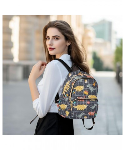 Backpack Purse for Women Cute Dinosaurs Plaid, Mini Fashion Backpack Cartoon Lightweight Casual Daypack Shoulder Bag Travel B...