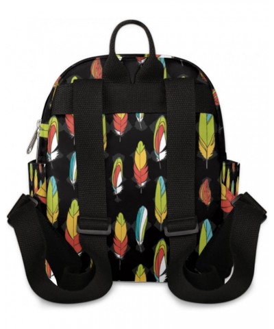 Colorful Feathers Mini Backpack Purse for Women, Bird Feather Small Fashion Daypack Lightweight, Cute Casual Travel Bag $15.1...