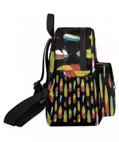 Colorful Feathers Mini Backpack Purse for Women, Bird Feather Small Fashion Daypack Lightweight, Cute Casual Travel Bag $15.1...