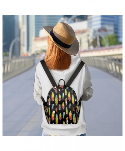 Colorful Feathers Mini Backpack Purse for Women, Bird Feather Small Fashion Daypack Lightweight, Cute Casual Travel Bag $15.1...