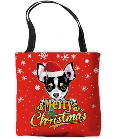 Merry Christmas Canvas Tote Bag Akita Dog Tote Handbag Gift for Dog Lovers Red Chihuahua 5 $11.99 Totes