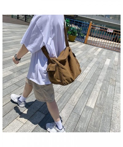 Canvas Handbags Messenger Bag for Women Men Large Designer Hobo bag Crossbody Bag with Multiple Pockets for Couples Coffee $1...