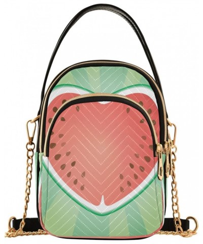 Watermelon Heart Crossbody Bags for Women Quilted Shoulder Bag Handbag with Chain Strap Trendy Cross Body Cell Phone Crossbod...