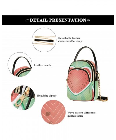 Watermelon Heart Crossbody Bags for Women Quilted Shoulder Bag Handbag with Chain Strap Trendy Cross Body Cell Phone Crossbod...