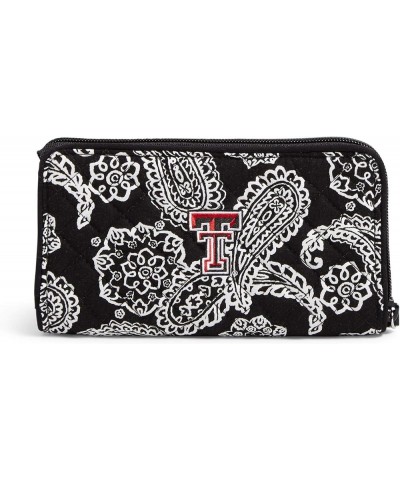 Womens Cotton Collegiate Front Zip Wristlet With Rfid Protection (Multiple Teams Available) Texas Tech University Black/White...