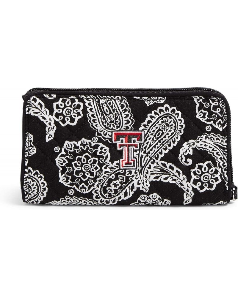 Womens Cotton Collegiate Front Zip Wristlet With Rfid Protection (Multiple Teams Available) Texas Tech University Black/White...