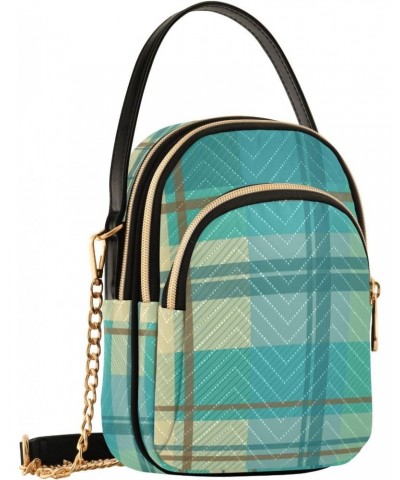 Crossbody Bag for Women, Retro Turquoise Plaid Tartan Phone Purse Detachable Chain Bag Shoulder Handbag Wallet $11.52 Crossbo...