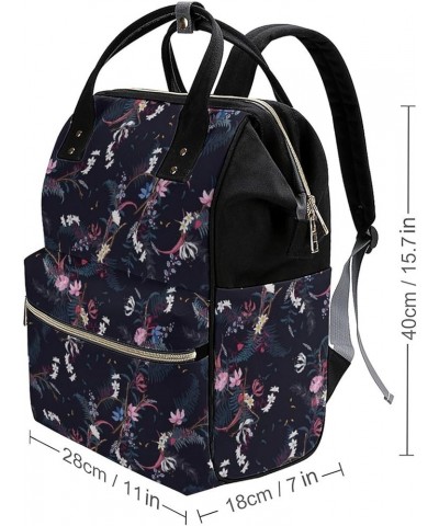 Floral-colourful-pattern Backpack Work Business, Travel Rucksack Daypack for Adults Women, Handbag,Black Floral-pattern-flowe...