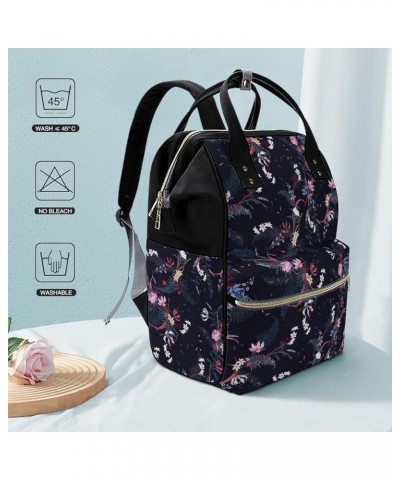 Floral-colourful-pattern Backpack Work Business, Travel Rucksack Daypack for Adults Women, Handbag,Black Floral-pattern-flowe...