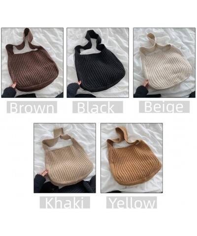 Crochet Tote Bag Retro Knitted Messenger Purse for Women Solid Color Single Strap Elastic Woven Shoulder Hobo Bag Black $14.7...