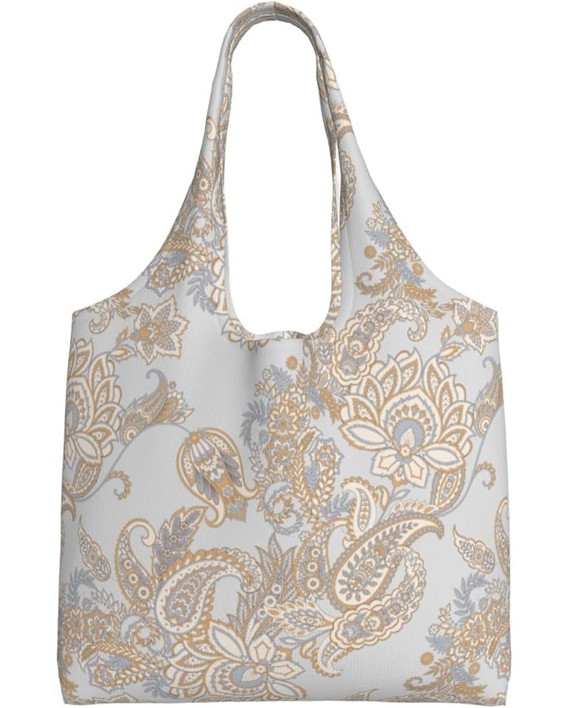 Paisley Single Shoulder Commuter Canvas Tote Bags For Women And Men Paisley 9 $10.55 Totes