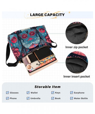 Flower Halloween Skull Crossbody Bag for Women Men with Adjustable Strap PU Leather Shoulder Hobo Purse Bag 20848716 $15.84 S...