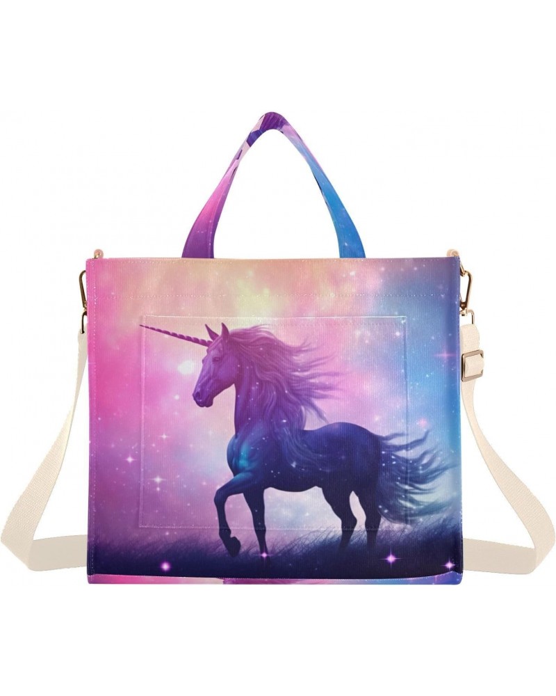 Galaxy Unicorn Corduroy Tote Bag for Women Hobo Crossbody Bag Purse Stylish Shoulder Handbag Messenger Bags, S $10.57 Totes