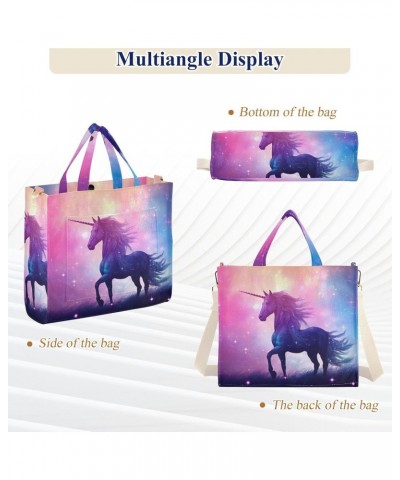 Galaxy Unicorn Corduroy Tote Bag for Women Hobo Crossbody Bag Purse Stylish Shoulder Handbag Messenger Bags, S $10.57 Totes